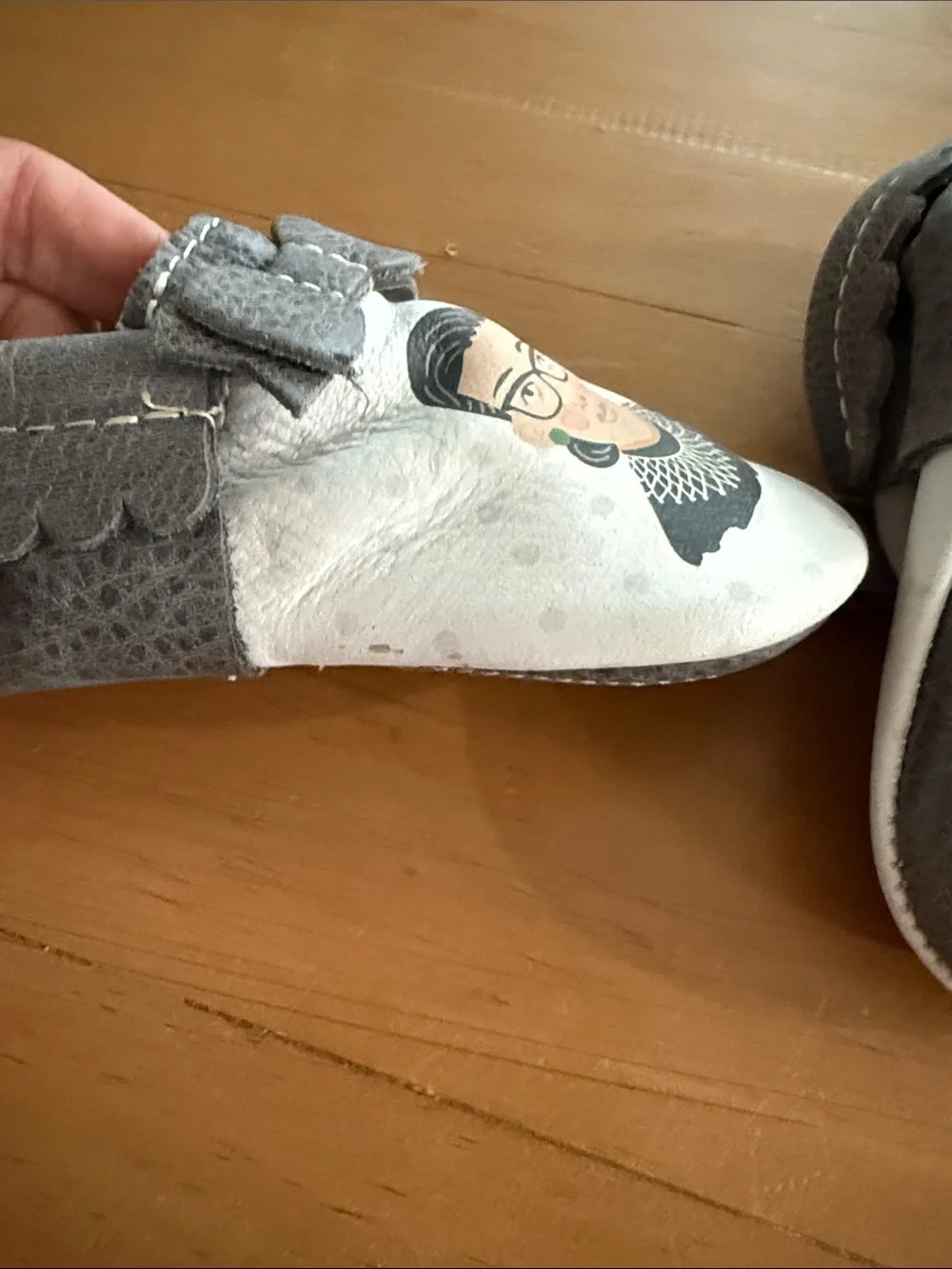 Freshly picked RBG White and Gray Moccasin Slip-Ons Ruth Bader Ginsberg